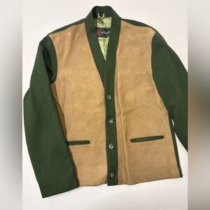 McGregor | Vintage Men's Green and Suede Shirt Jacket